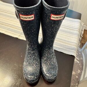 Hunter Navy Speckled Boots